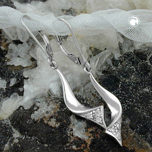 Ohrring rhodiniert Zirkonia 925 Sterlingsilber