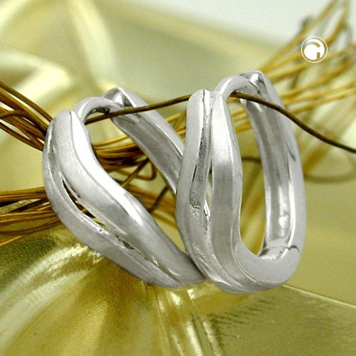 Creolen Ohrringe matt und diamantiert 925 Sterlingsilber