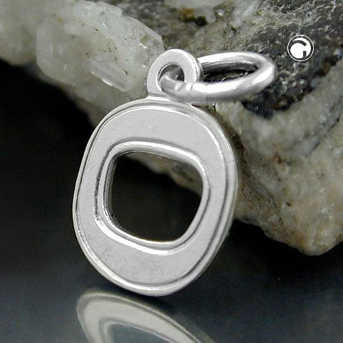 Anhänger Buchstabe O glänzend mit Rand 925 Sterlingsilber