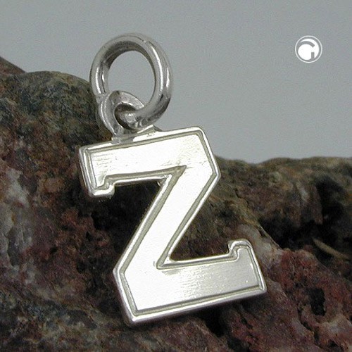 Anhänger Buchstabe Z glänzend mit Rand 925 Sterlingsilber
