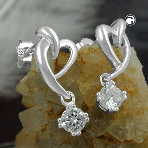 Ohrstecker Hänger Herzform 925 Sterlingsilber