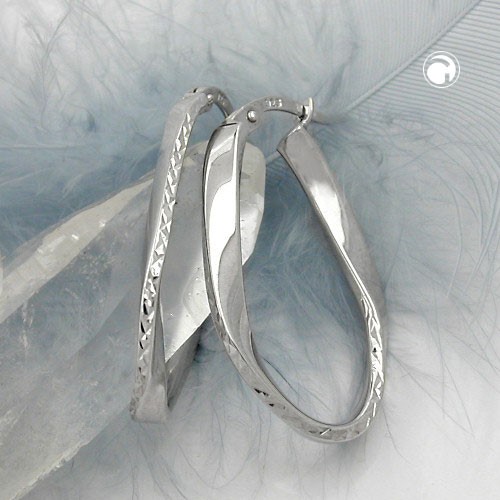 Creolen Ohrringe oval geschwungen 925 Sterlingsilber