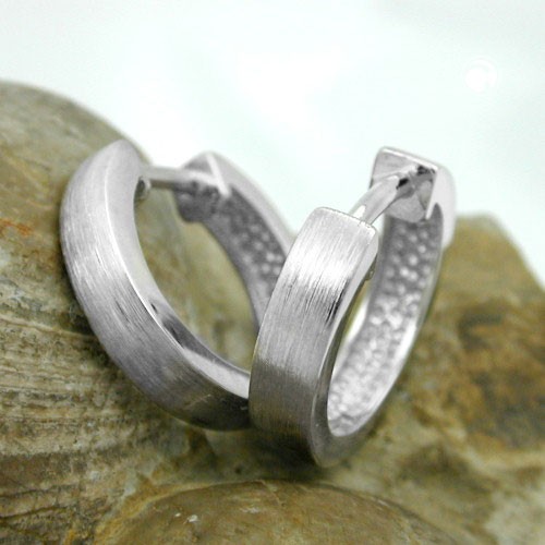 Creolen Ohrringe 13x3mm seidenmatt 925 Sterlingsilber