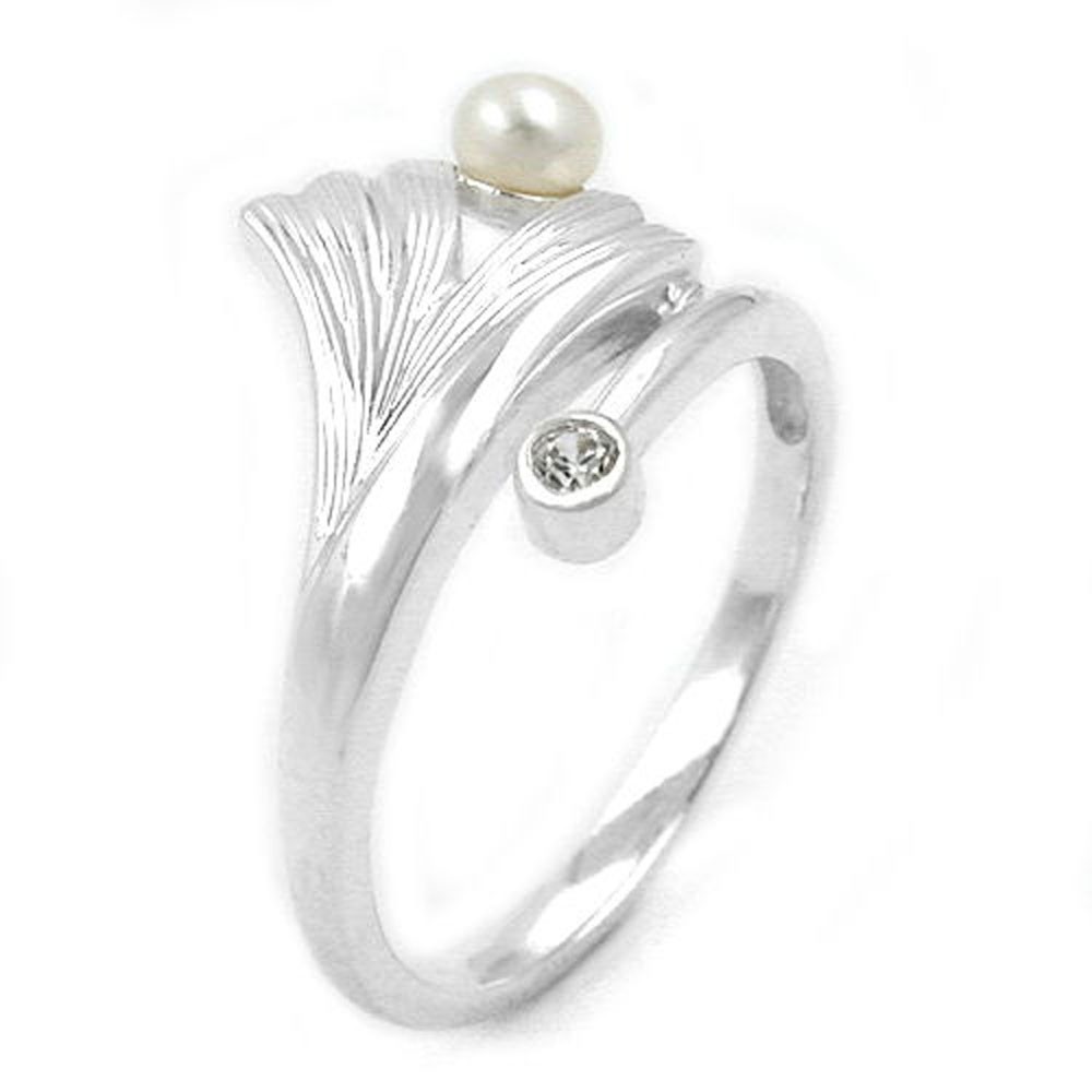 Ring Ginkgoblatt Zirkonia 925 Silber Größe 62