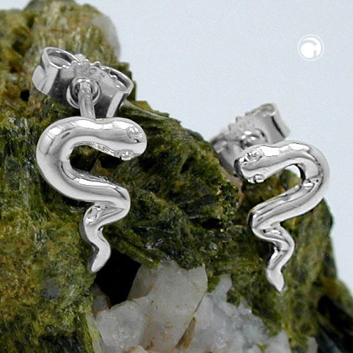 Ohrstecker Schlange glänzend 925 Sterlingsilber