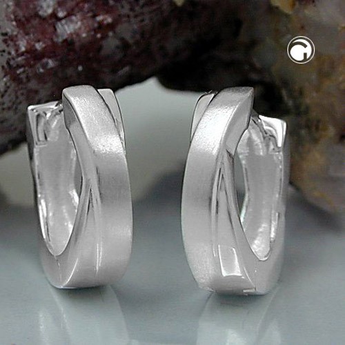 Creolen Ohrringe gekreuzt matt-glänzend 925 Sterlingsilber