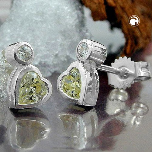 Ohrstecker synth Peridot 1x Zirkonia 925 Sterlingsilber