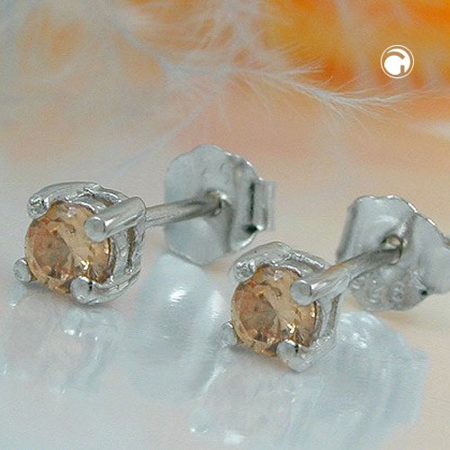 Ohrstecker 3mm topas Glas 925 Sterlingsilber