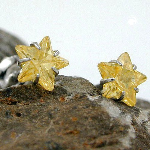 Ohrstecker 5mm gelb-citrine Stern 925 Sterlingsilber