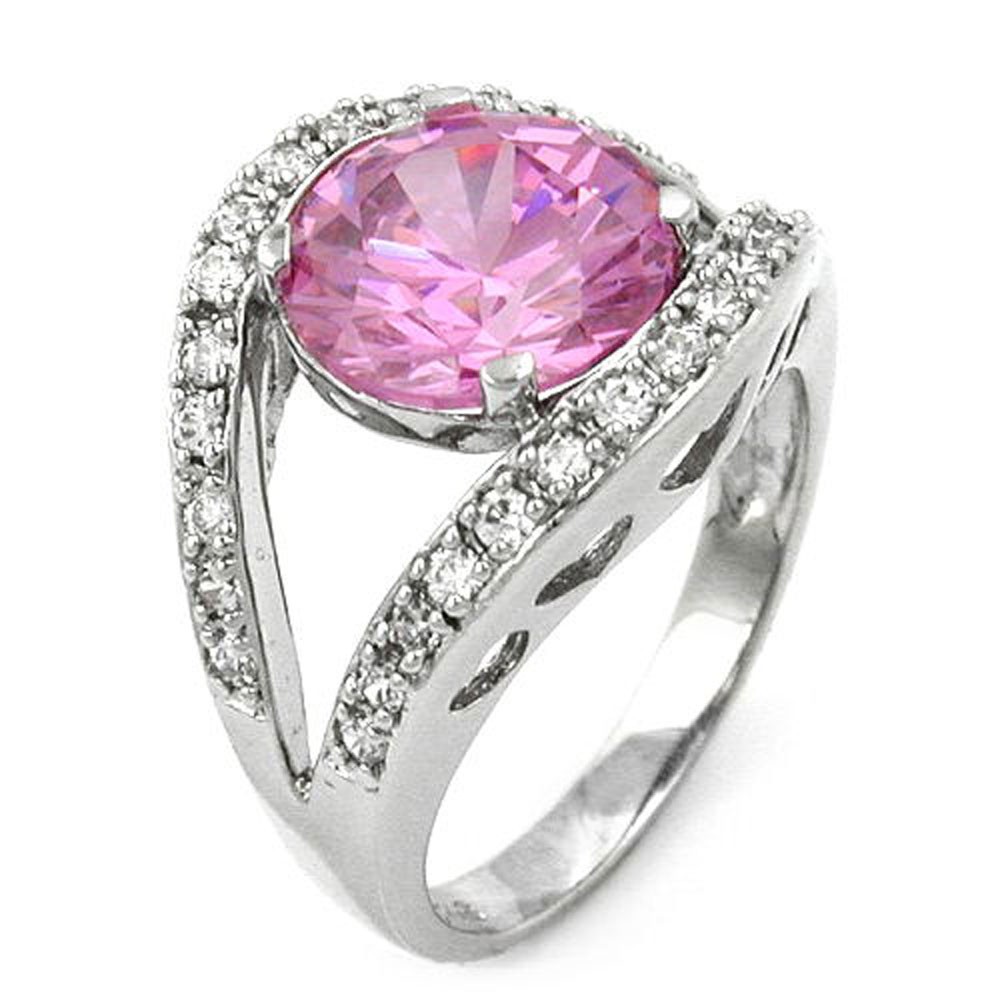 Ring großer Zirkonia rosé 925 Silber