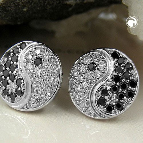 Ohrstecker Yin-Yang Zirkonia 925 Sterlingsilber