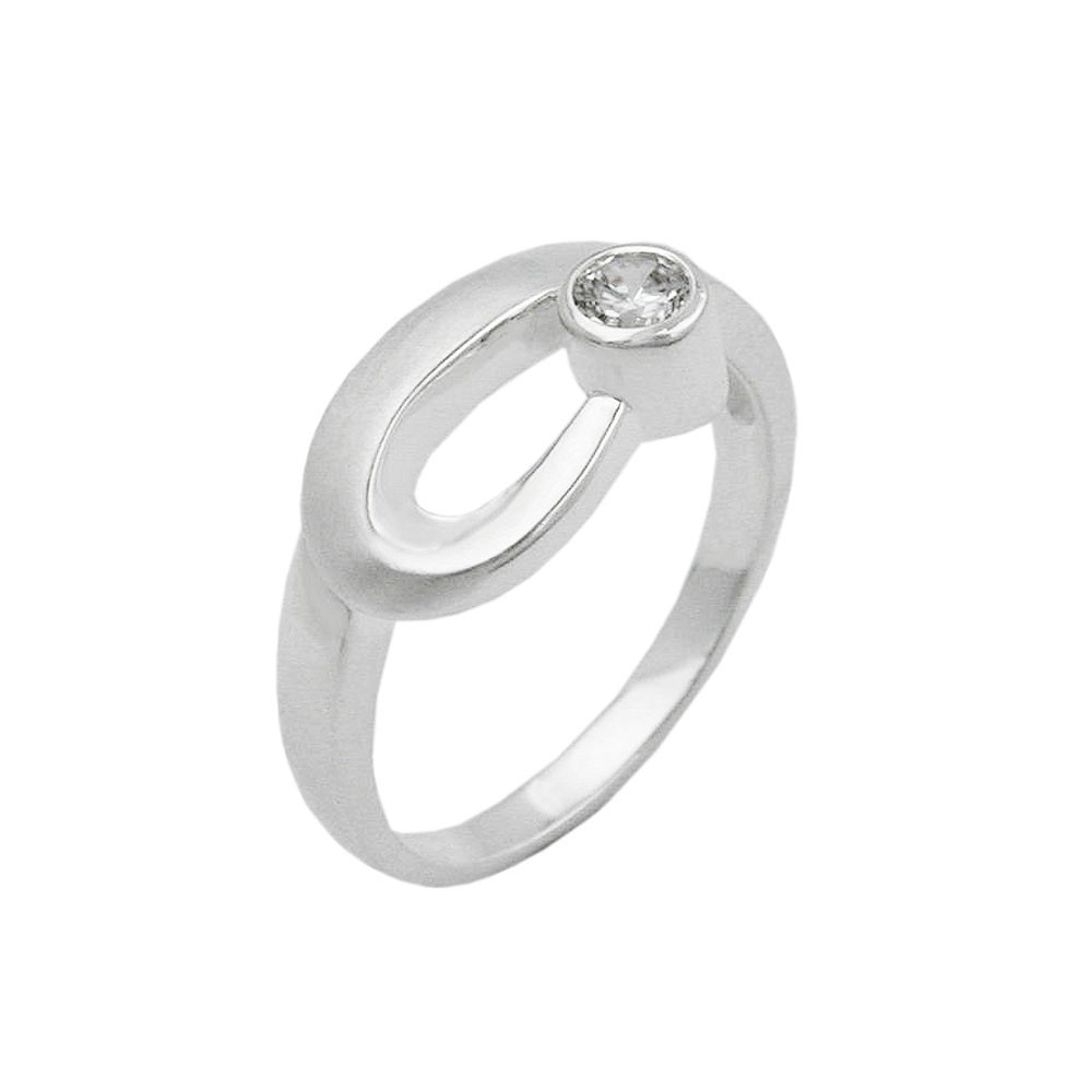 Ring Zirkonia gefasst matt-glänzend 925 Silber Größe 60