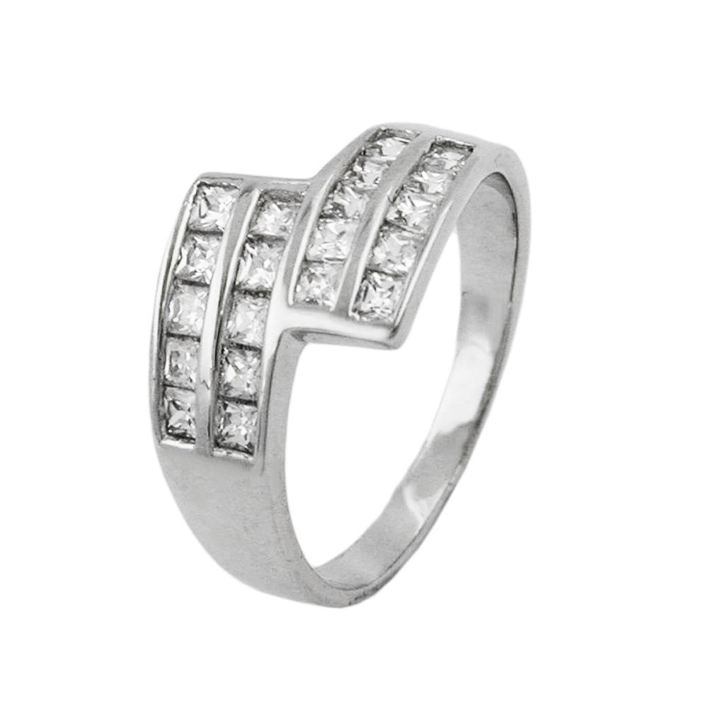 Ring mit vielen Zirkonias glänzend rhodiniert 925 Silber Größe 56
