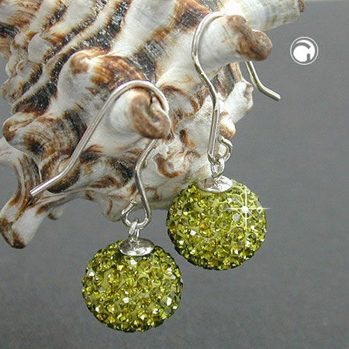Ohrhaken 12mm Strass oliv 925 Sterlingsilber