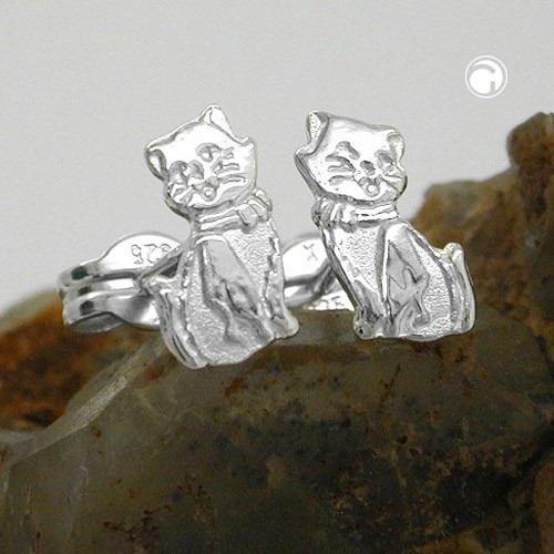 Ohrstecker Katze matt-glänzend 925 Sterlingsilber