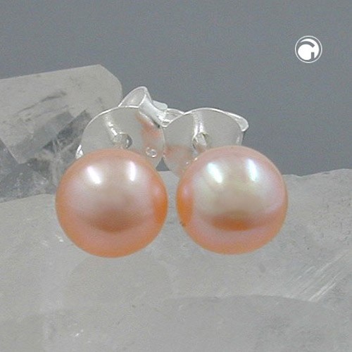 Ohrstecker 6mm Zuchtperle rosa 925 Sterlingsilber