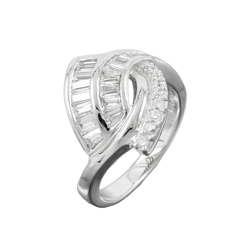 Ring mit vielen Zirkonias glänzend rhodiniert 925 Silber Größe 56