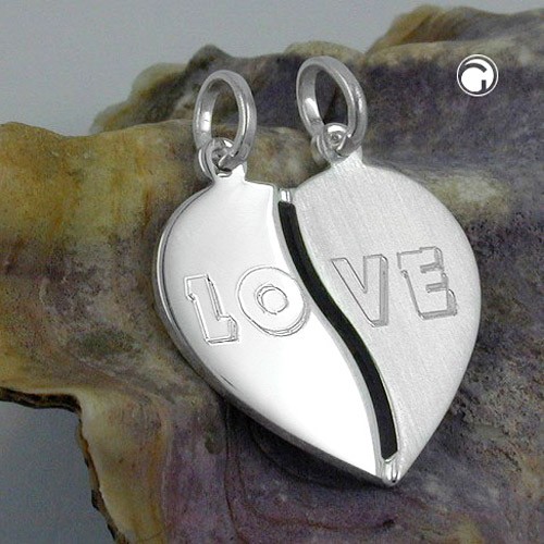 Anhänger Herz mit 2 Ösen 925 Sterlingsilber