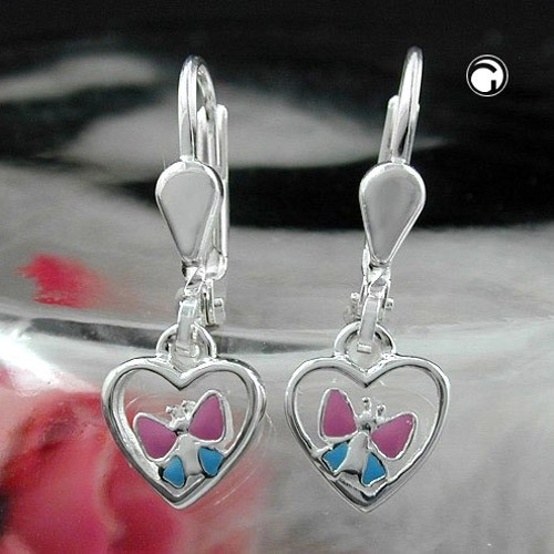 Ohrring Herz mit Schmetterling 925 Sterlingsilber