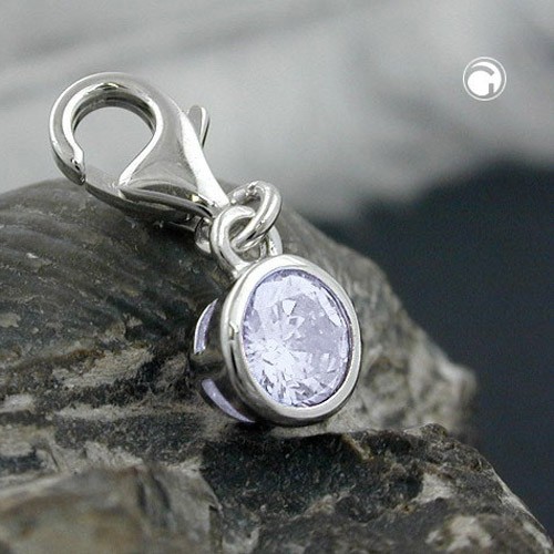 Anhänger Charm Glas-lavendel 925 Sterlingsilber
