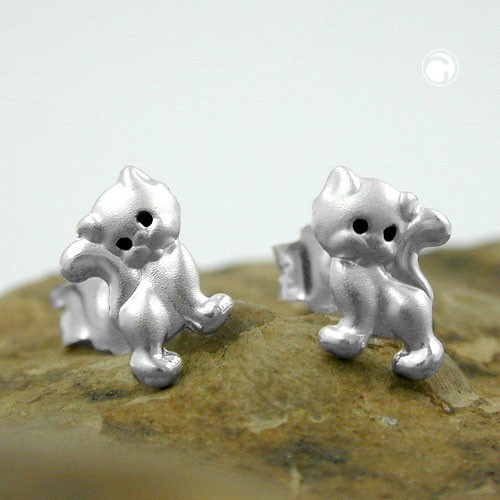 Ohrstecker Katze matt-glänzend 925 Sterlingsilber