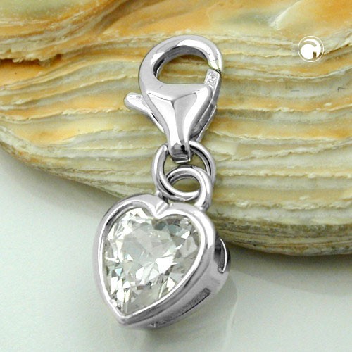 Anhänger Charm Herz Zirkonia 925 Sterlingsilber