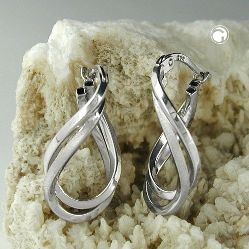 Creolen Ohrringe oval rhodiniert 925 Sterlingsilber