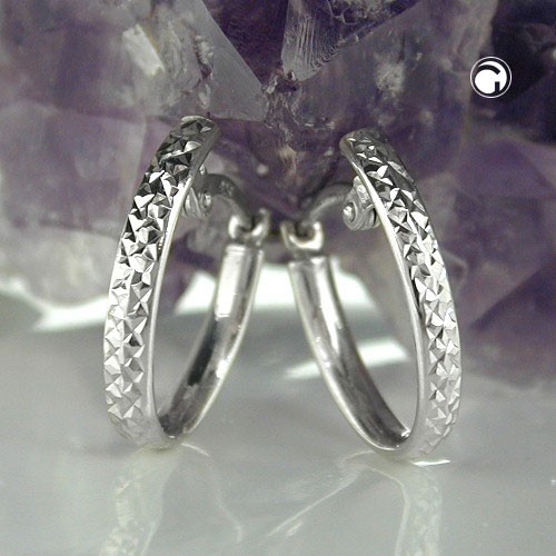 Creolen Ohrringe oval rhodiniert 925 Sterlingsilber