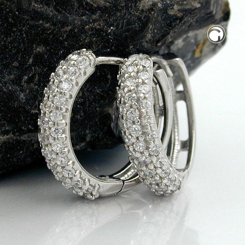 Creolen Ohrringe mit vielen Zirkonias 925 Sterlingsilber