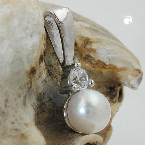 Anhänger Perle mit Zirkonia 925 Sterlingsilber