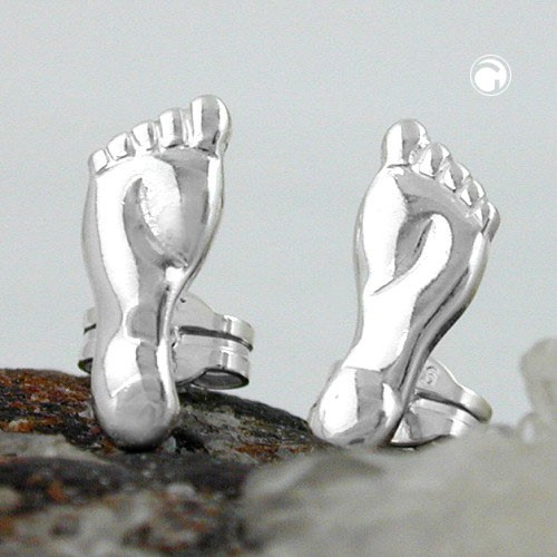 Ohrstecker Füße glänzend 925 Sterlingsilber