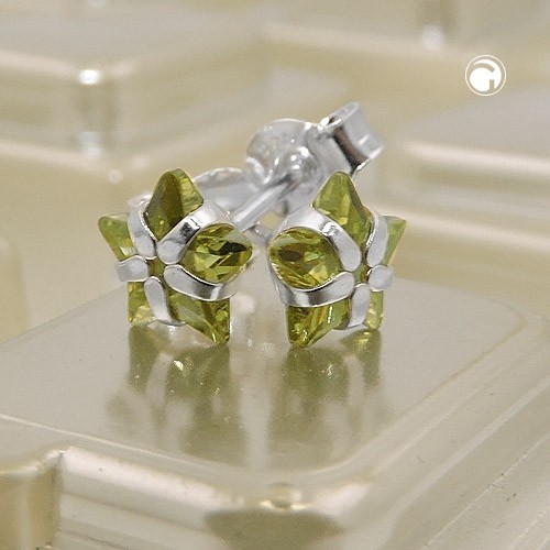 Ohrstecker Zirkonia Stern oliv 925 Sterlingsilber