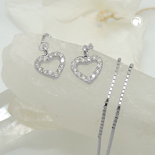 Durchzieher Herz Zirkonias 925 Sterlingsilber