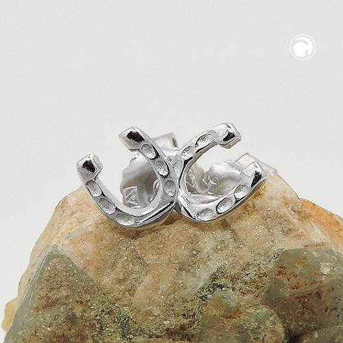 Ohrstecker Hufeisen rhodiniert 925 Sterlingsilber