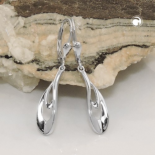 Ohrring geschwungen rhodiniert 925 Sterlingsilber