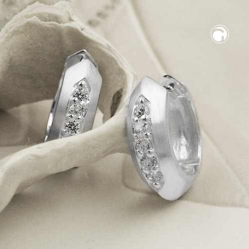 Creolen Ohrringe KlappCreolen Ohrringe Zirkonia 925 Sterlingsilber