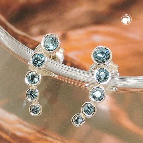 Ohrstecker 5 Glas-Steine blau 925 Sterlingsilber