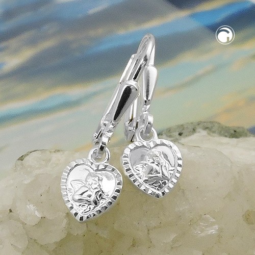 Ohrring Herz mit Engel 925 Sterlingsilber