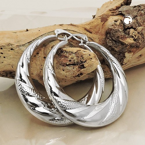 Creolen Ohrringe mit Muster 925 Sterlingsilber