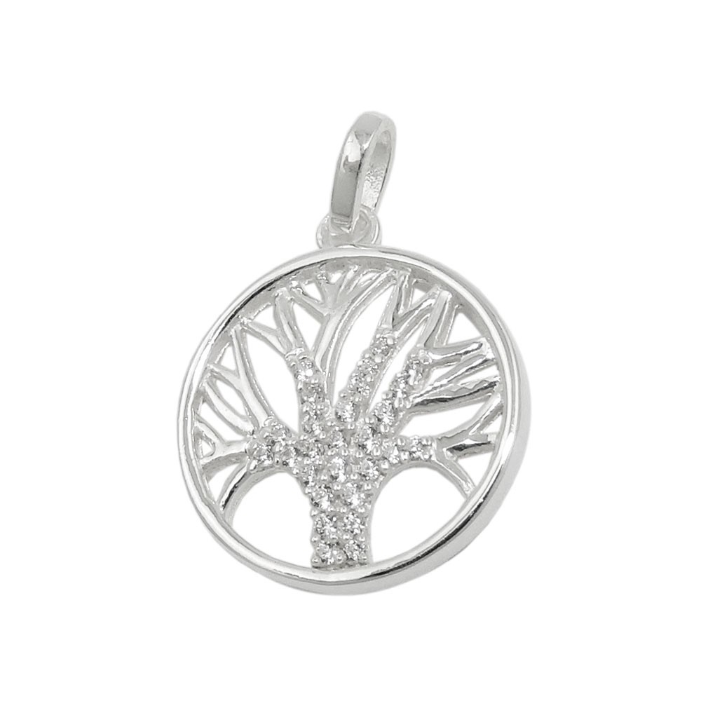 Anhänger Baum des Lebens mit Zirkonias 925 Sterlingsilber