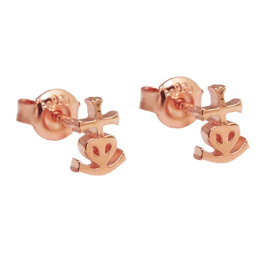 Stecker Glaube-Liebe-Hoffnung rotvergoldet glänzend 925 Sterlingsilber