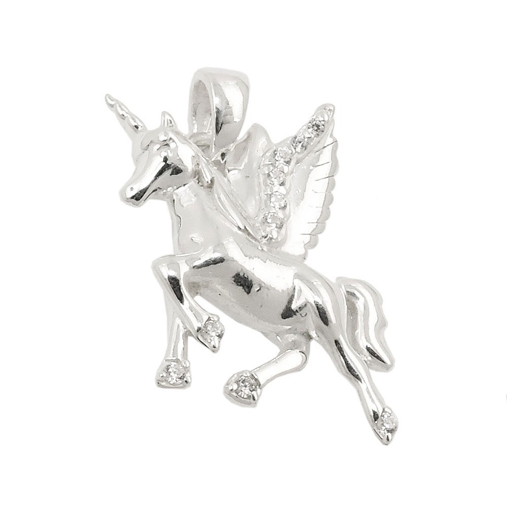 Anhänger Pferd mit einem Horn und Flügeln Zirkonia 925 Sterlingsilber
