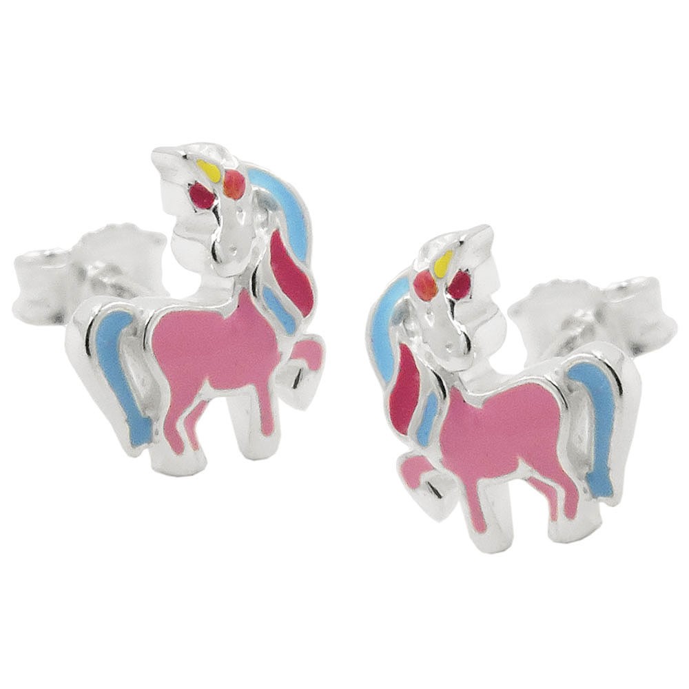 Stecker Kinderohrring Fabelwesen Pferd mit Horn 925 Sterlingsilber