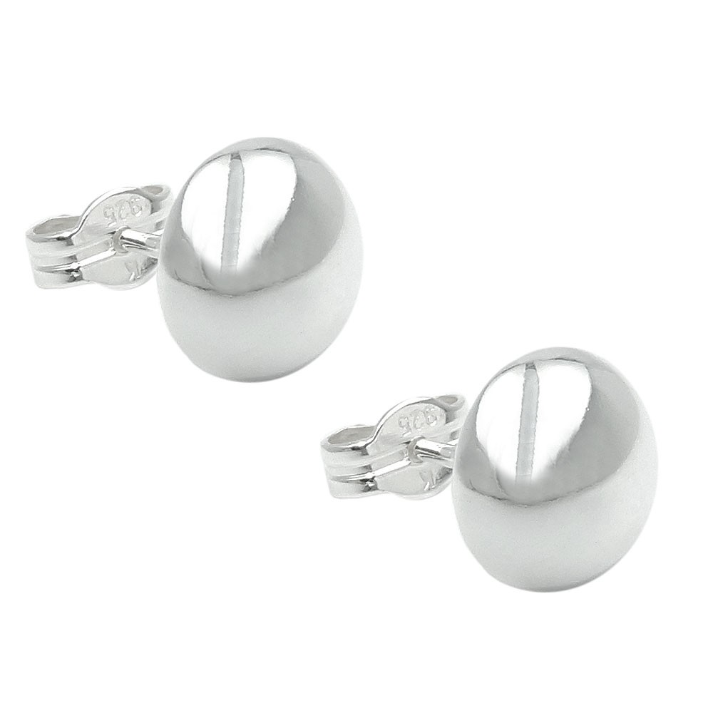 Stecker Halbkugel massiv glänzend 925 Sterlingsilber