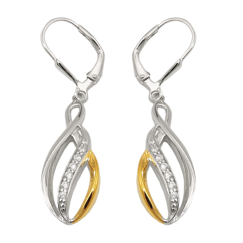 Ohrhänger Ohrringe Brisur Zirkonias bicolor glänzend rhodiniert 925 Sterlingsilber