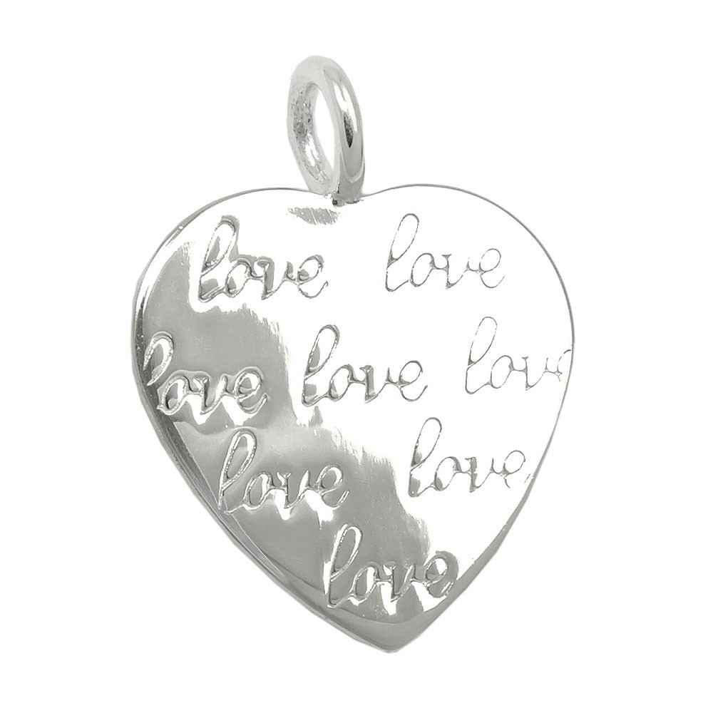Anhänger Herz Prägung -love- glänzend 925 Sterlingsilber
