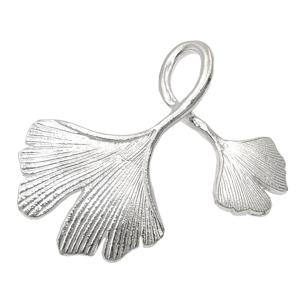 Anhänger Ginkgo-Blatt doppelt 925 Sterlingsilber