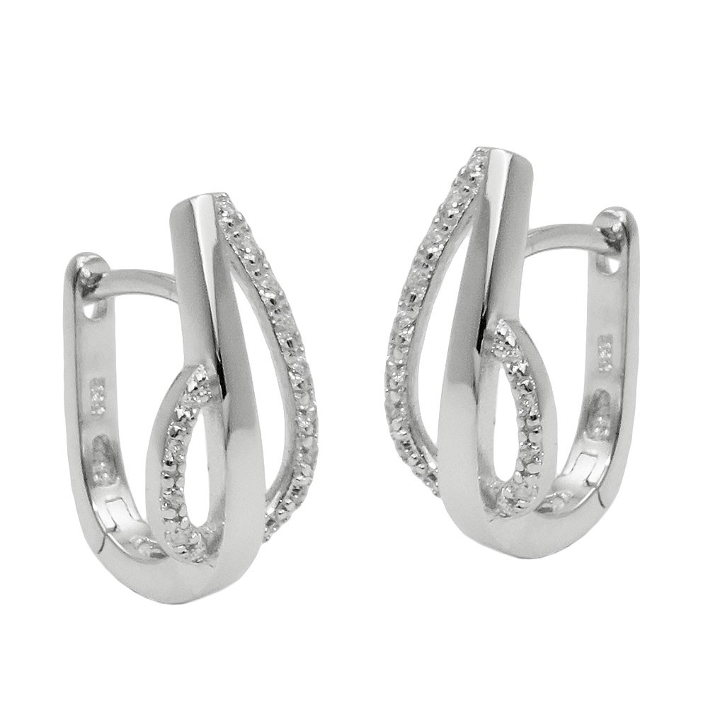 Creolen Klappscharnier Zirkonias matt-glänzend rhodiniert 925 Sterlingsilber