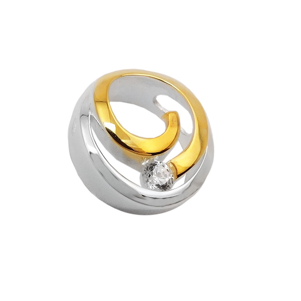 Anhänger Kreis mit Spirale bicolor und Zirkonia 925 Sterlingsilber