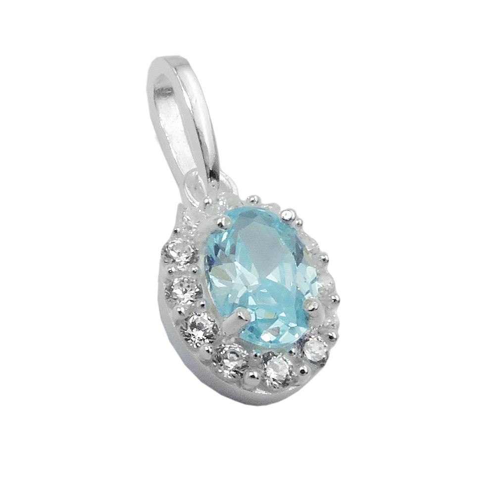 Anhänger Zirkonias weiß und hellblau 925 Sterlingsilber